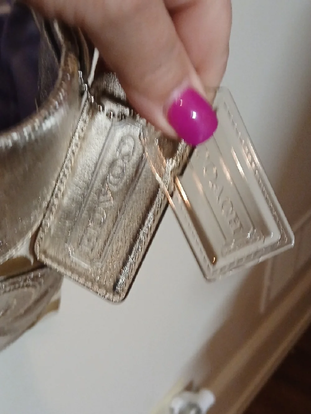 Coach Metallic Gold and Beige Signature Tote - Picture 4 of 8